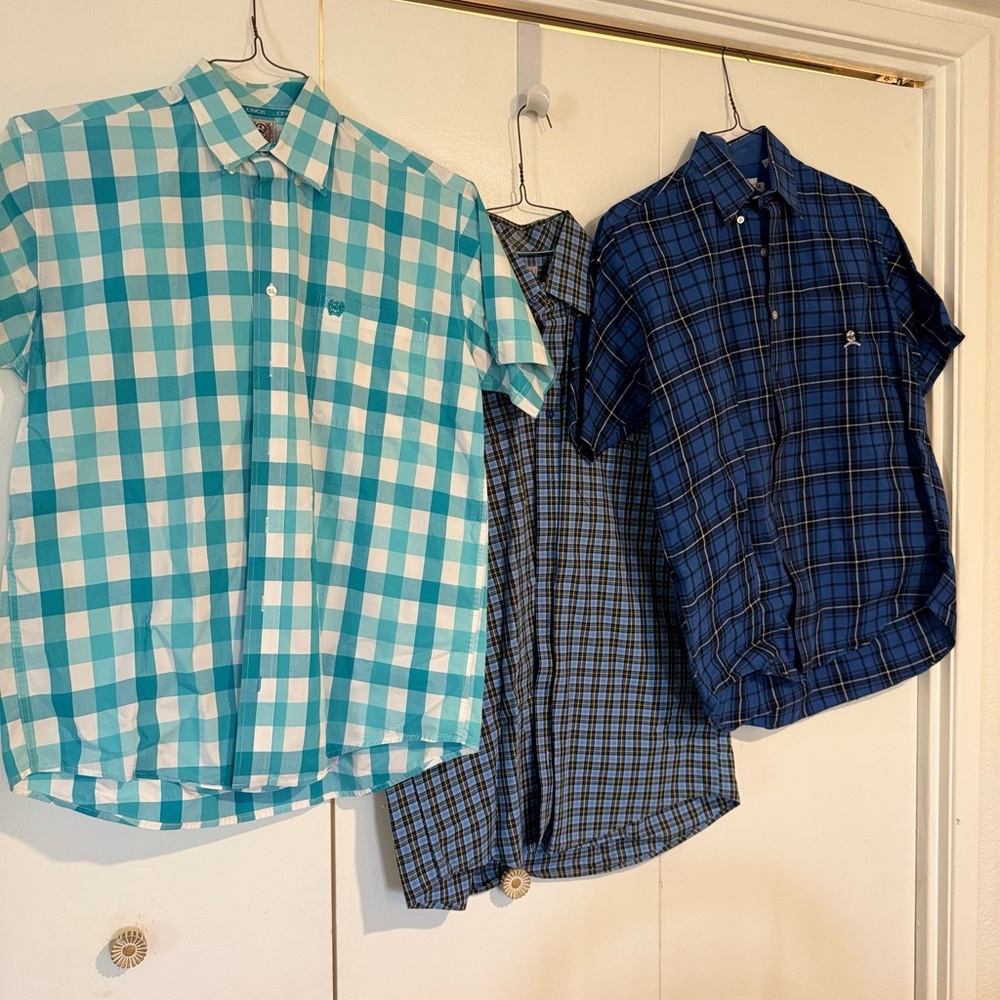 Cinch Turquoise and Navy Plaid Men's Shirt